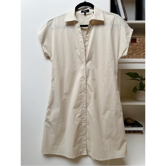 Theory Nude Tan Dolman Poplin Button Down Shirt Dress NEW - Picture 1 of 9